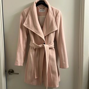 Calvin Klein Belted Toggle Wrap Coat light pink - Size xs